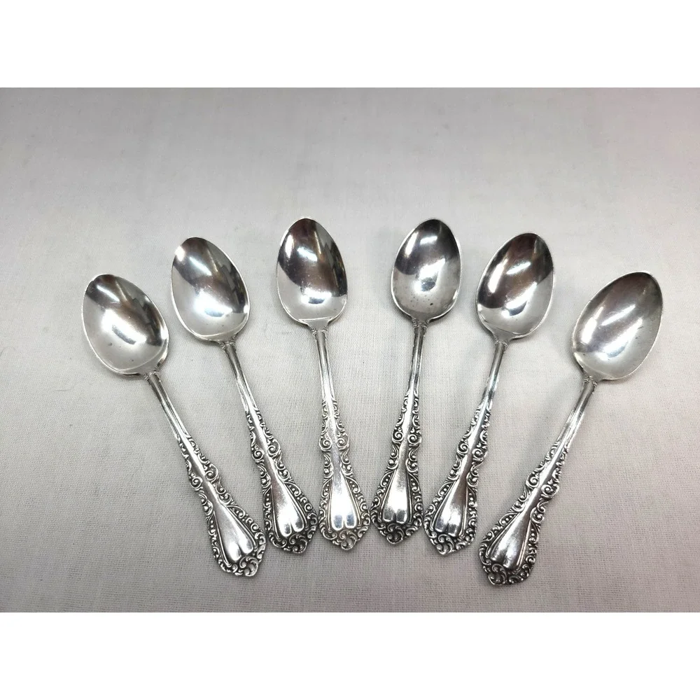 Plymouth Silver Co Demitasse Spoons Lot of 6 Antique 1897 Silverplate 4.25